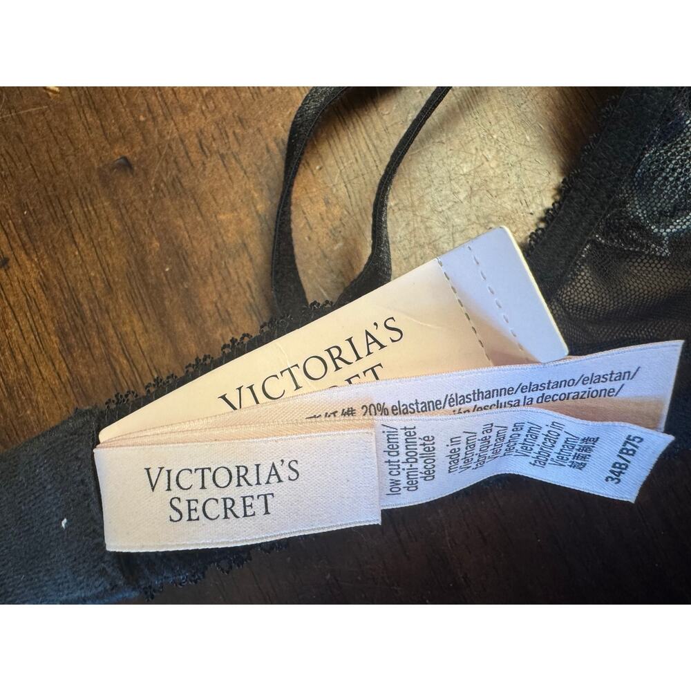 Victoria's secret very sexy electric orchid embroidery bra black blue 34B NWT - Picture 4 of 5